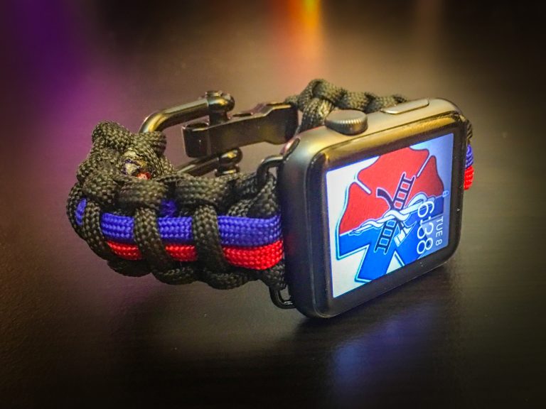 Apple Watch Paracord Band, 42mm, 38mm Thin Red and Blue Line Style