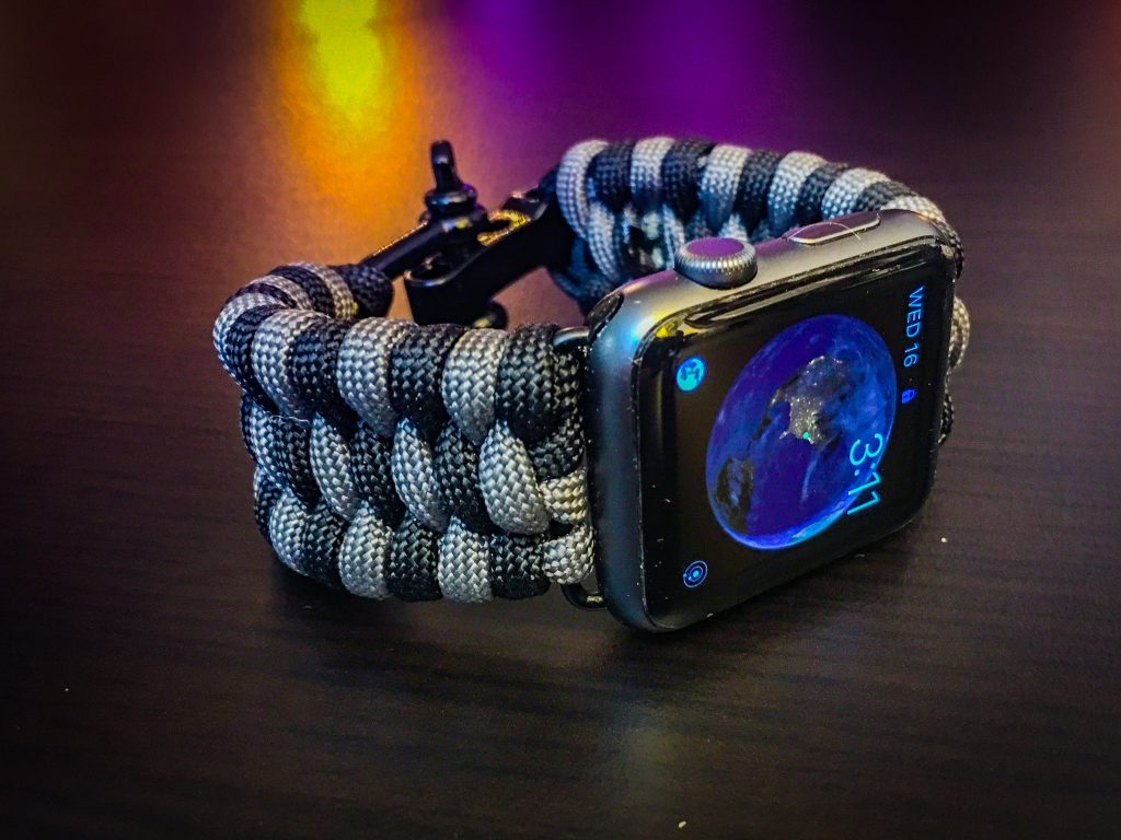 Apple Watch Paracord Band Dual Color Trilobite Weave, Stainless Steel